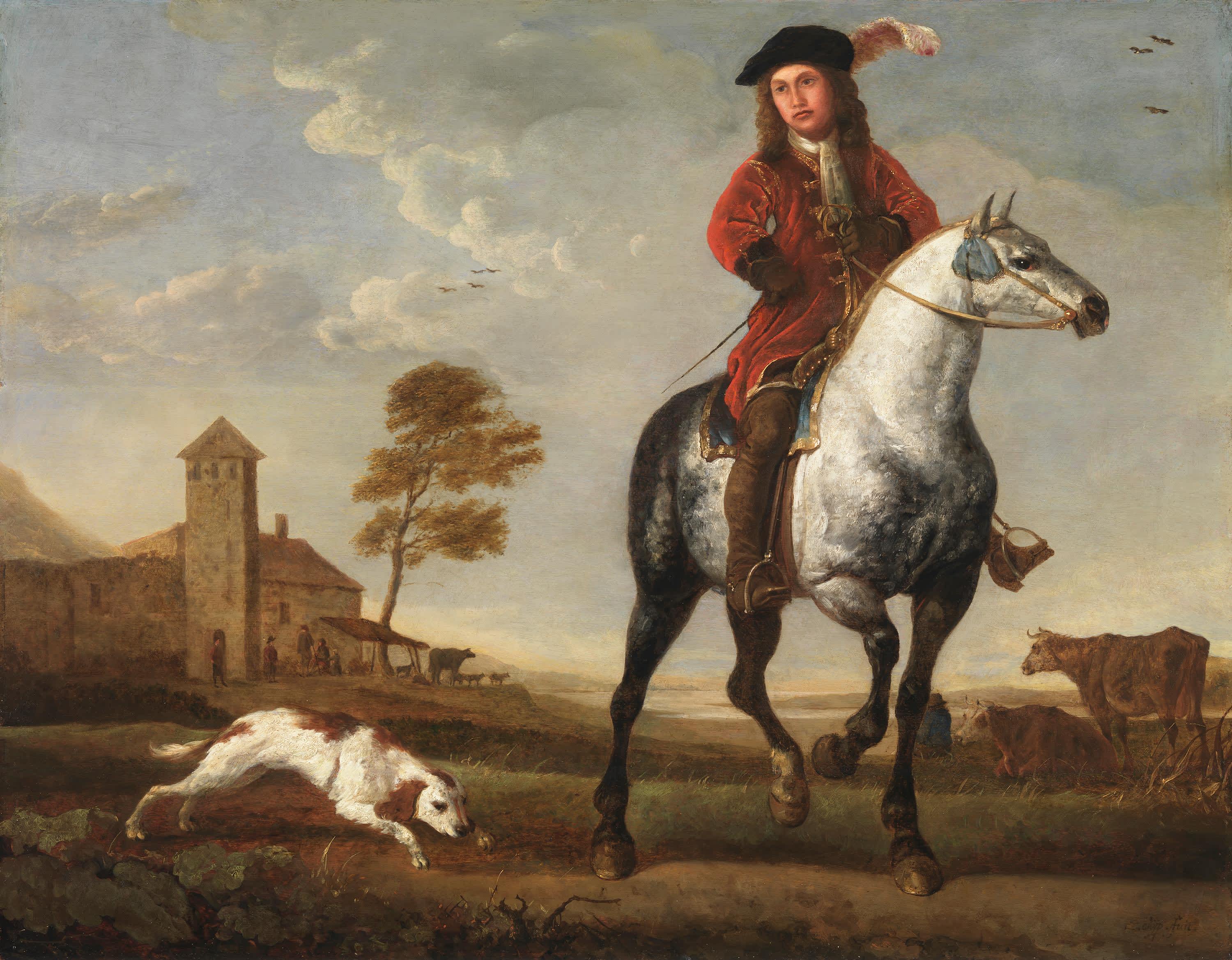 Porträt eines jungen Mannes zu Pferde