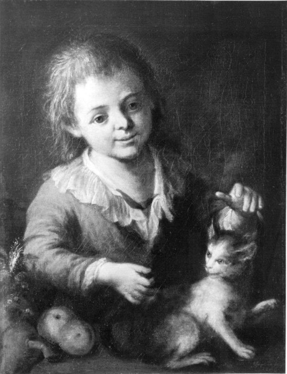 Knabe mit Katze