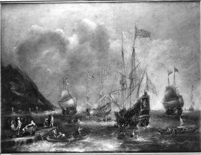 Seestück mit vier Fregatten