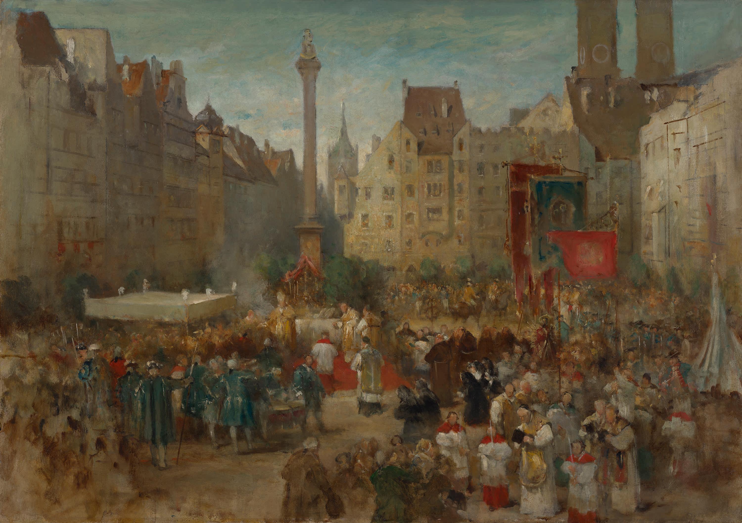 Fronleichnamsprozession auf dem Marienplatz in München