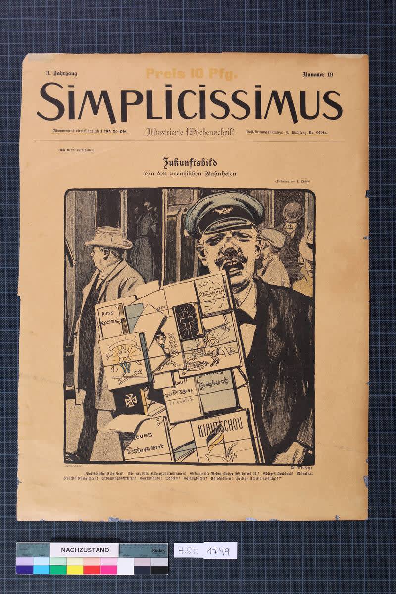 "Zukunftsbild"aus der Zeitschrift Simplicissimus Titelblatt, 3.Jg. Nr.19