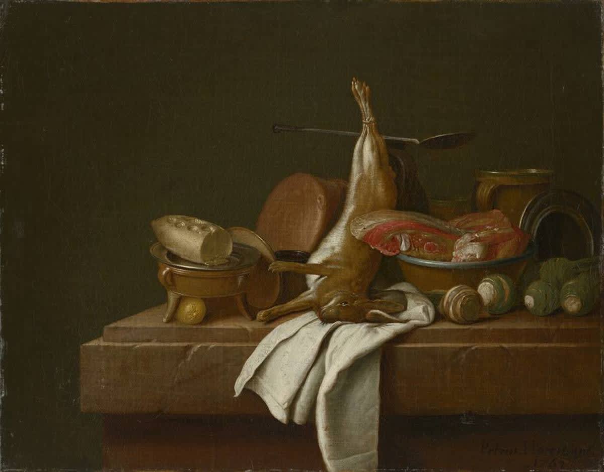 Stillleben mit totem Hasen