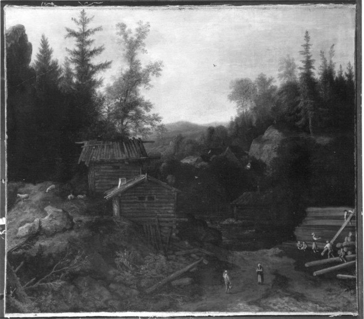 Gebirgslandschaft mit Sägemühle