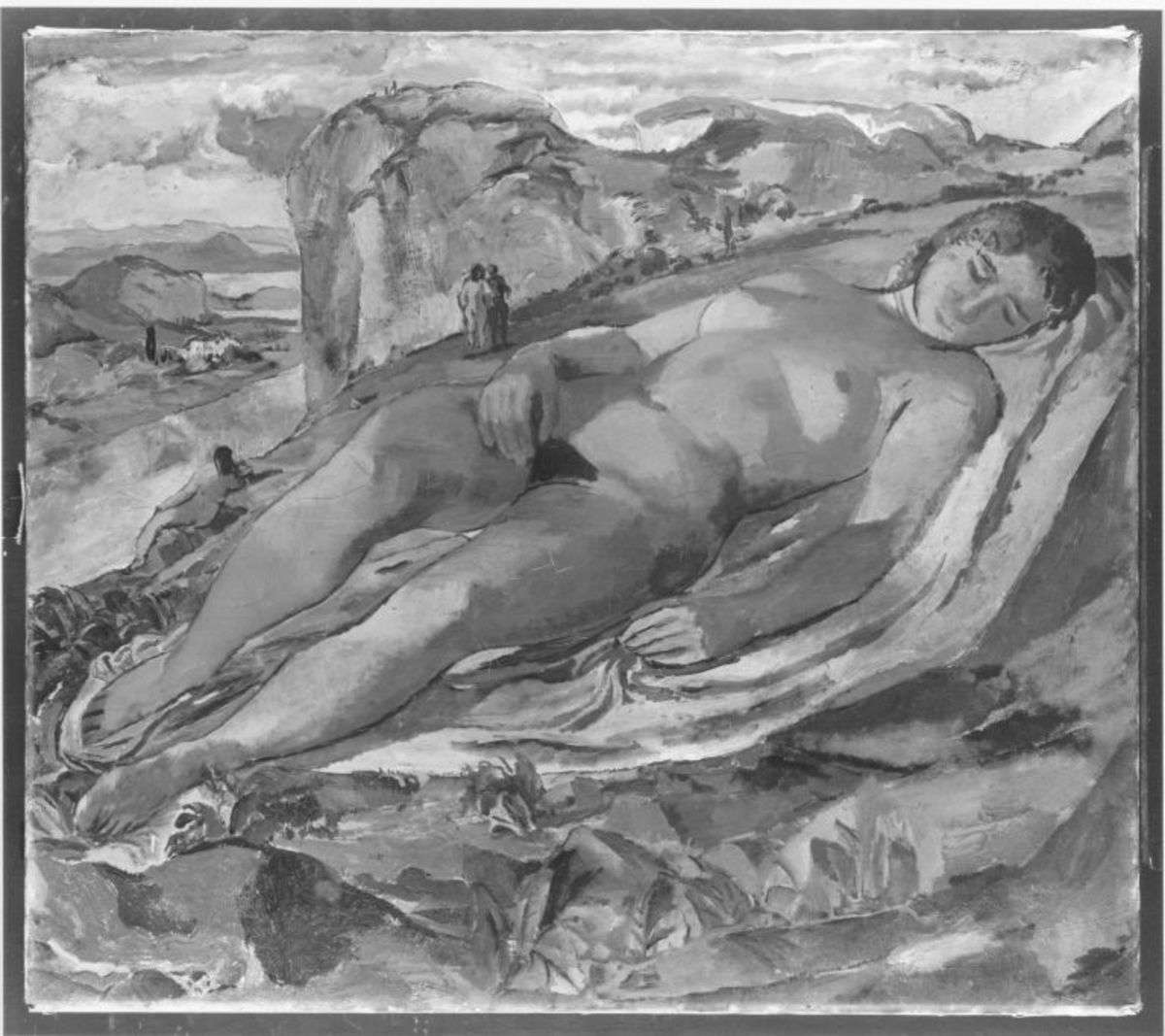 Liegende in einer Berglandschaft (Mutter Erde)