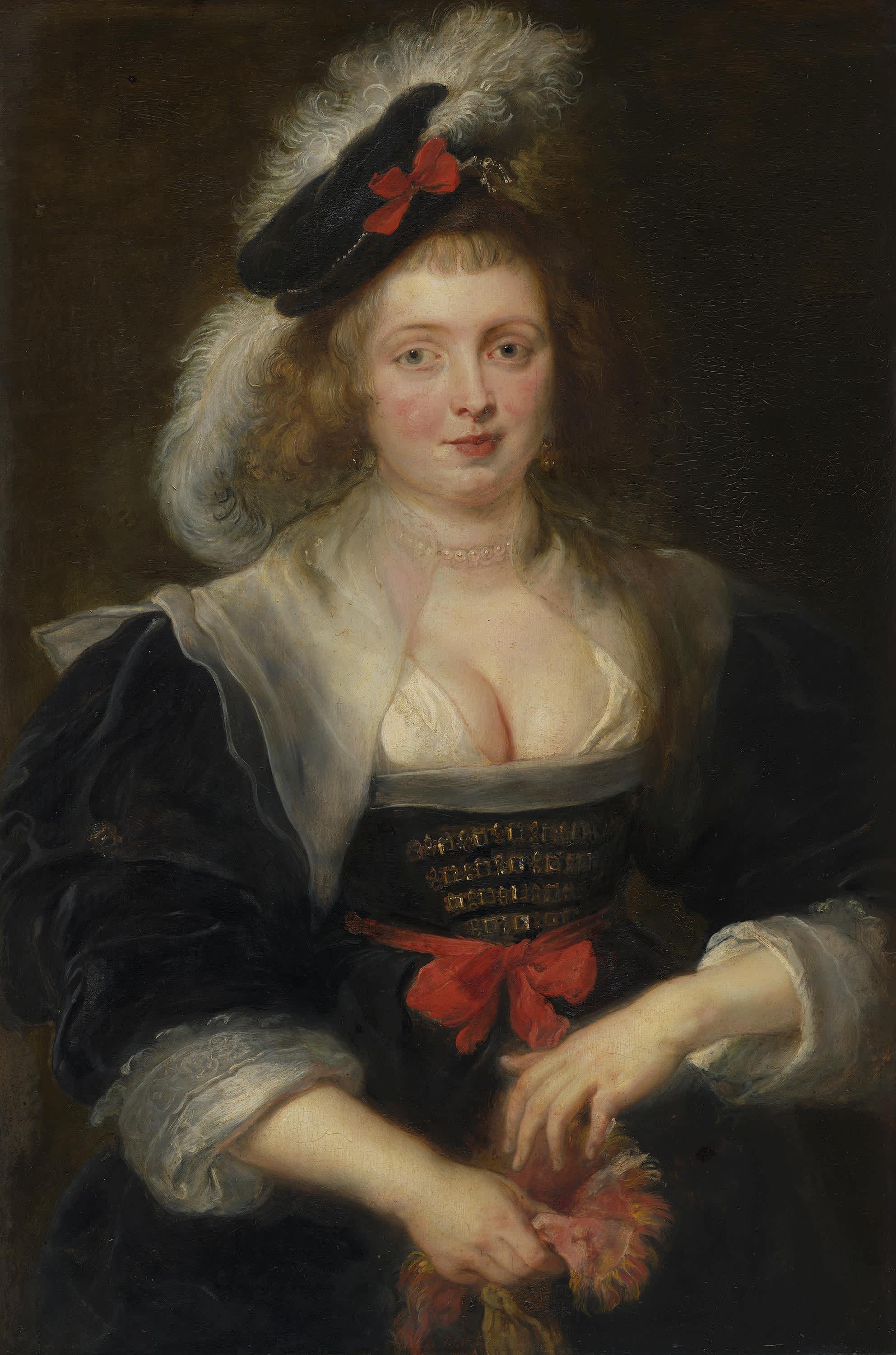 Helene Fourment, einen Handschuh anziehend