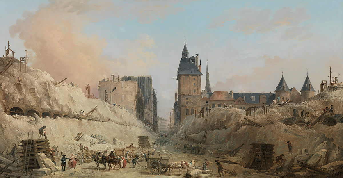 Abbruch der Häuser auf dem Pont au Change in Paris