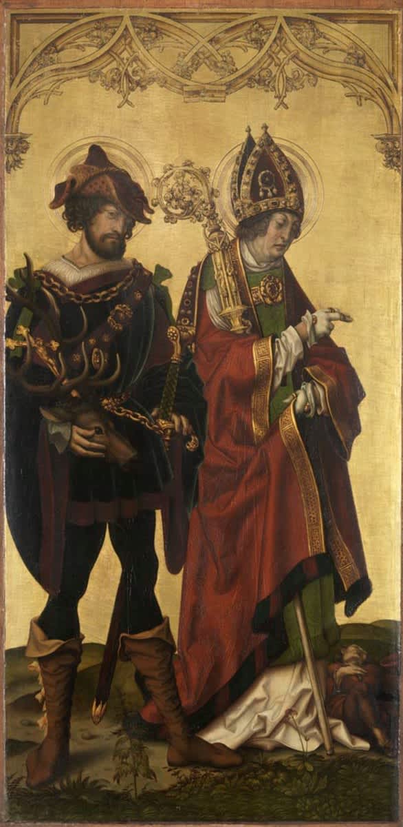 Triptychon von 1505: Die hll. Eustachius und Valentin
Rückseite: Hl. Rochus