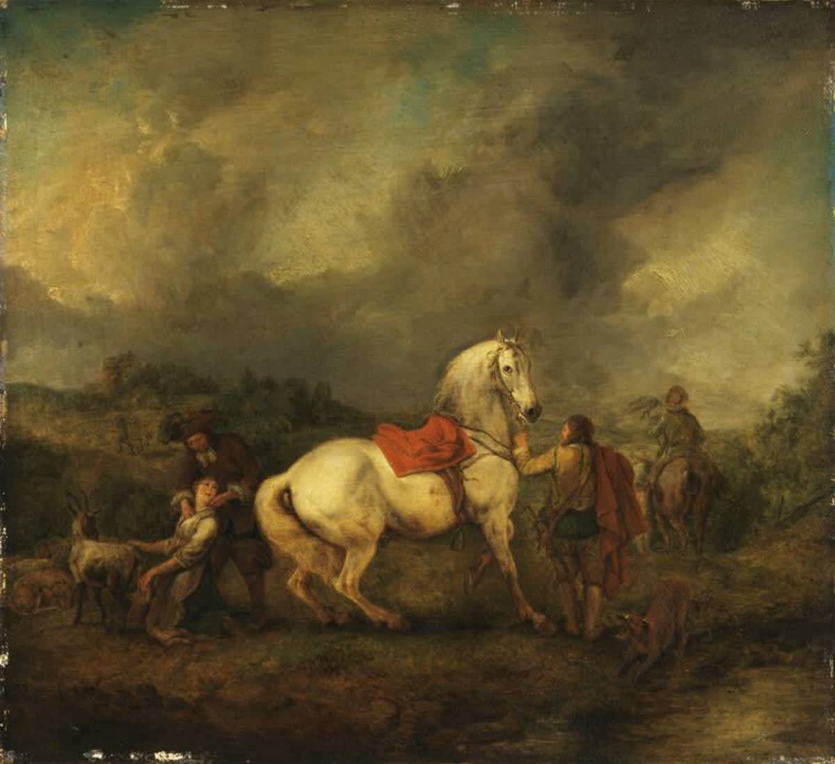 Vor dem Ausritt zur Falkenjagd