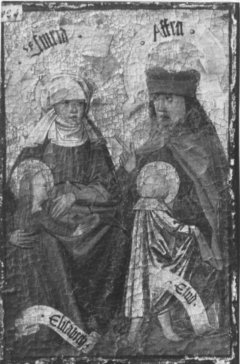 Zweiter Kirchheimer Sippenaltar: Esmeria und Afra mit Elisabeth und Eliud
