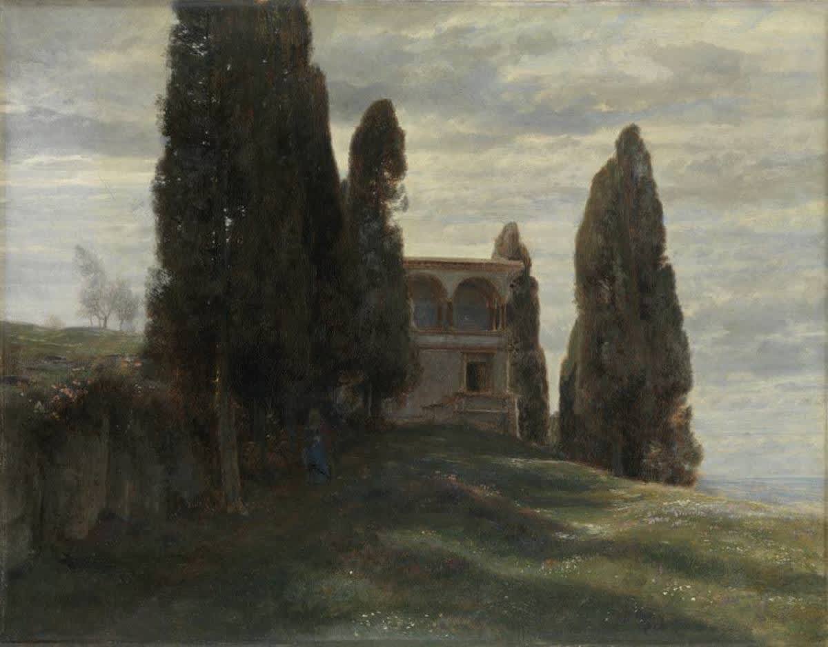 Italienische Villa im Frühling