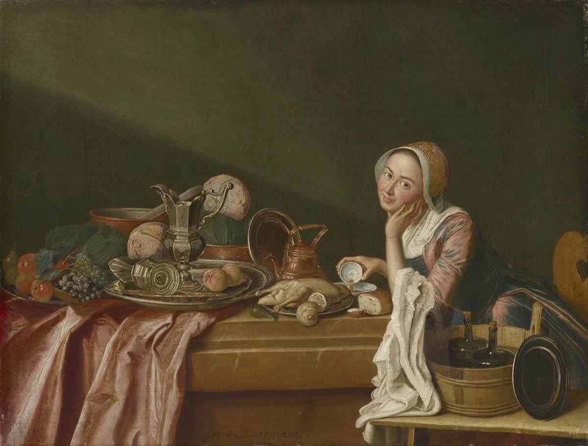 Stillleben mit weiblicher Figur