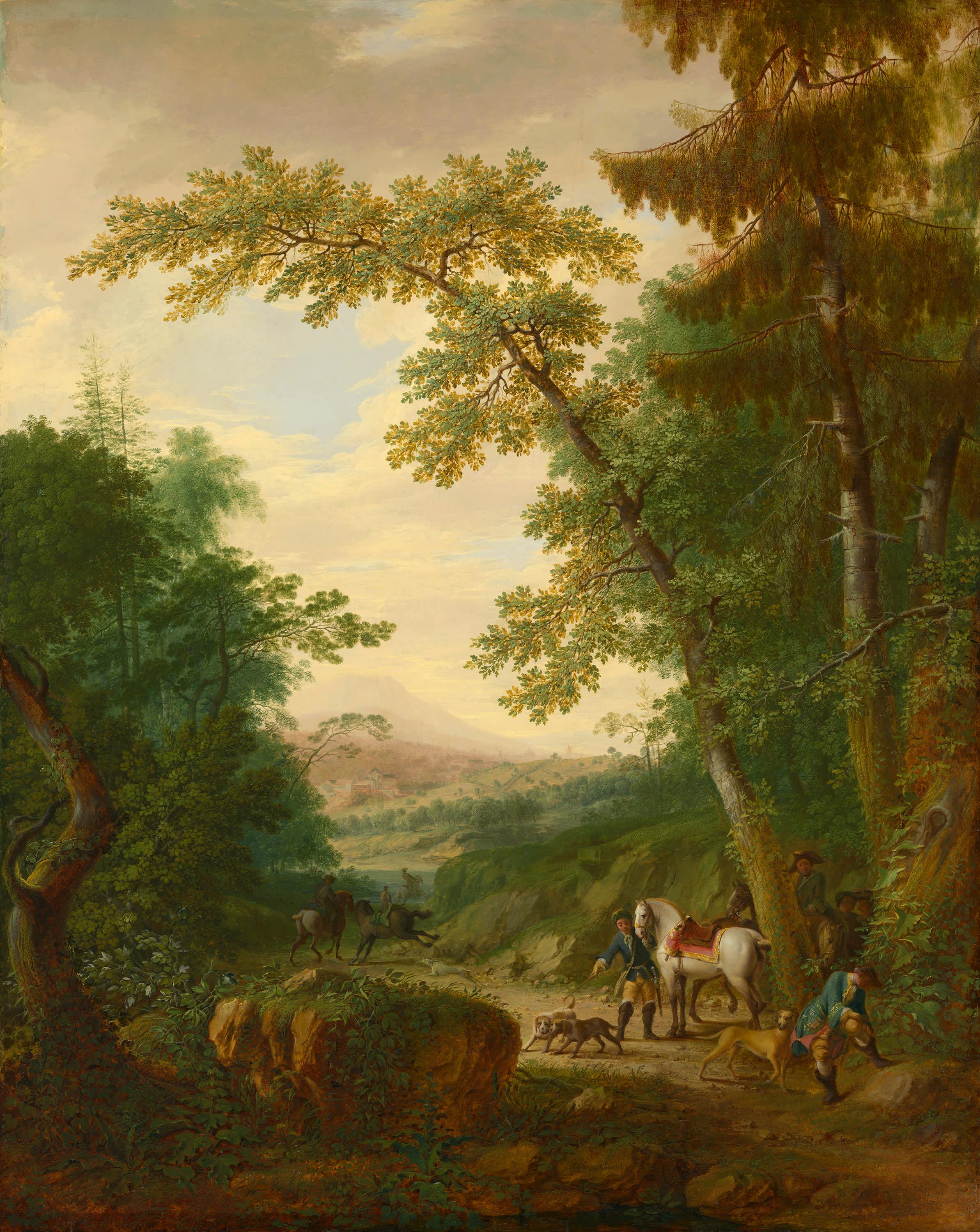 Landschaft mit Jagdgesellschaft