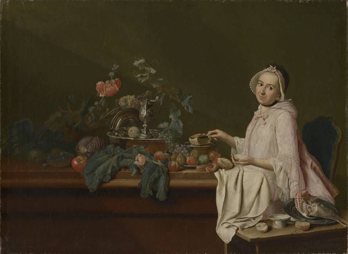 Stillleben mit vornehmer Dame