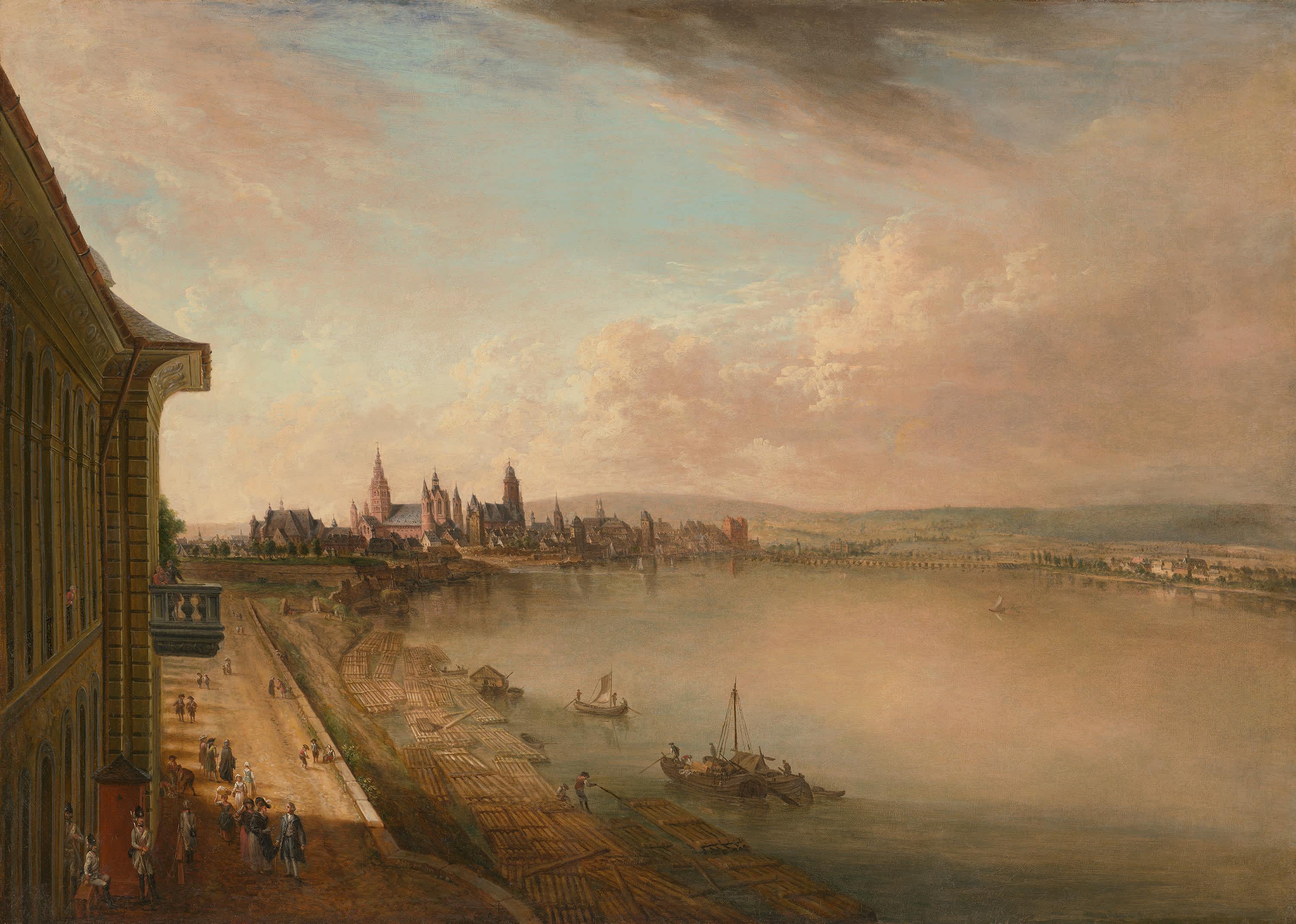 Blick auf Mainz von Schloss Favorite im Süden