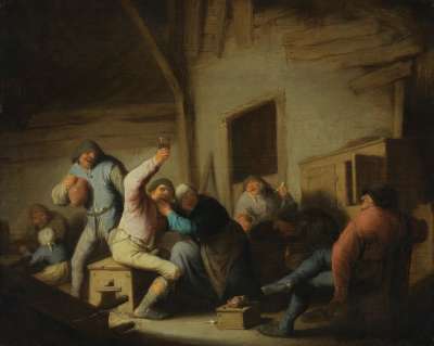 Ausgelassene Bauern in einer Schenke
