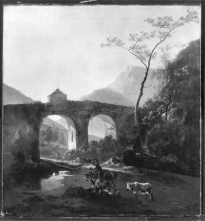 Italienische Landschaft mit Viadukt