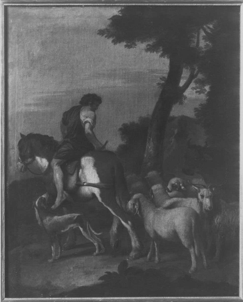 Schafherde mit berittenem Hirten