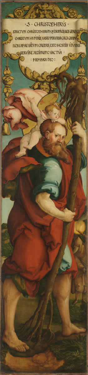 Hl. Christophorus
Rückseite: Kandelaberornament