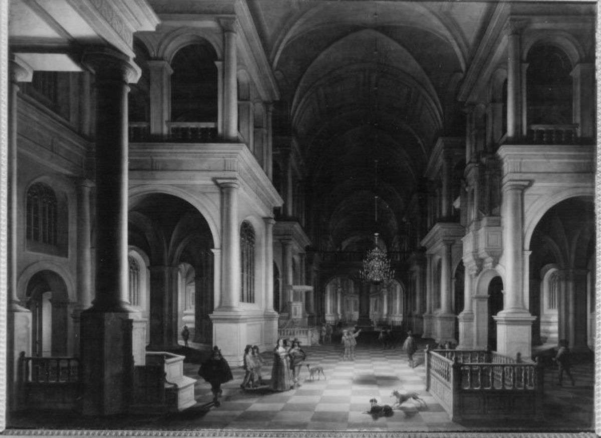 Nächtliches Interieur einer Kirche im Renaissancestil