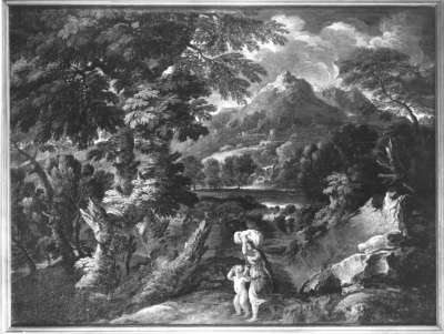 Gebirgslandschaft mit Hagar und Ismael