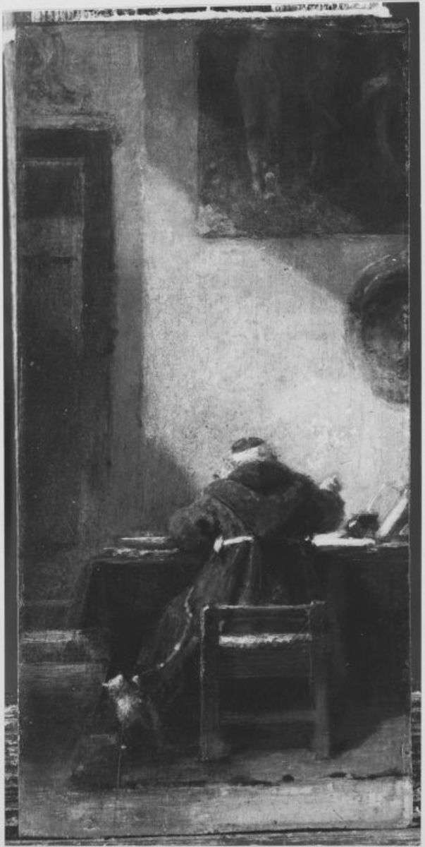 Mönch am Schreibtisch