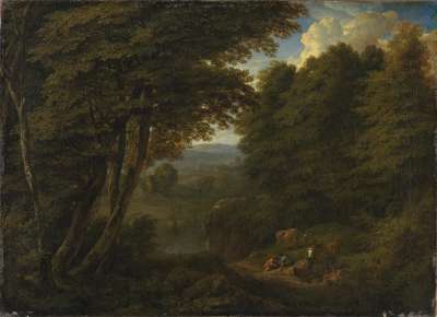 Schattiger Waldgrund mit Hirten