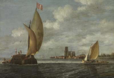 Ansicht von Dordrecht mit Segelbooten