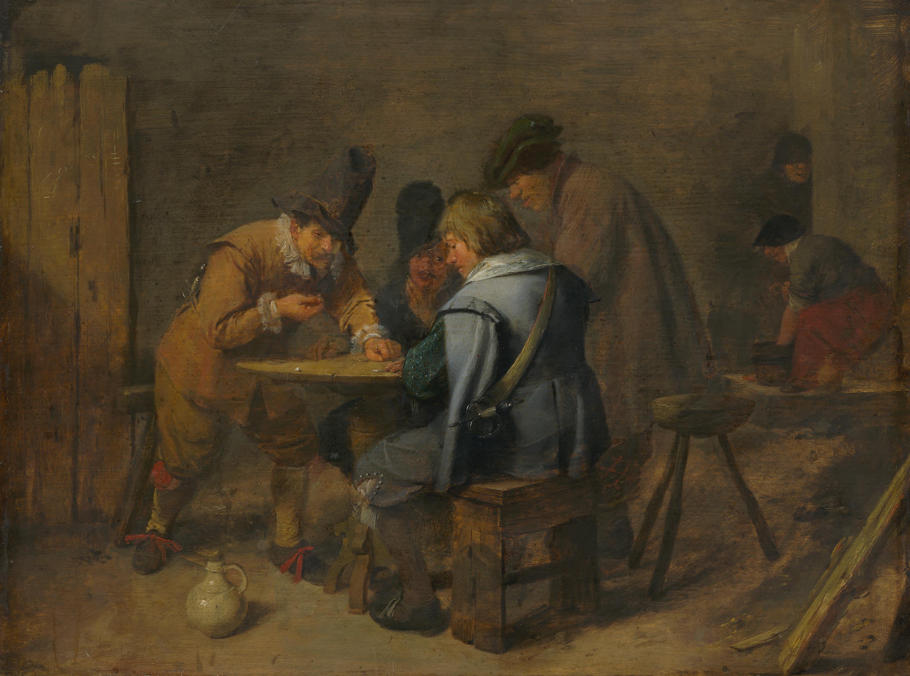 Würfelnde Soldaten in einer Schenke