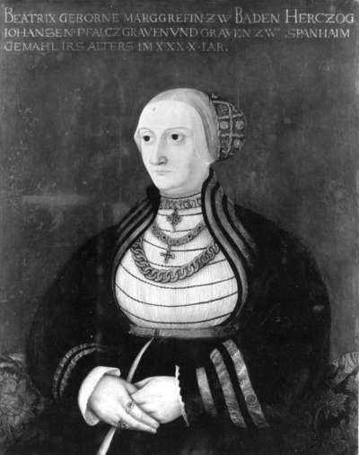 Beatrix Markgräfin von Baden, Gemahlin des Pfalzgrafen Johann II. von Sponheim