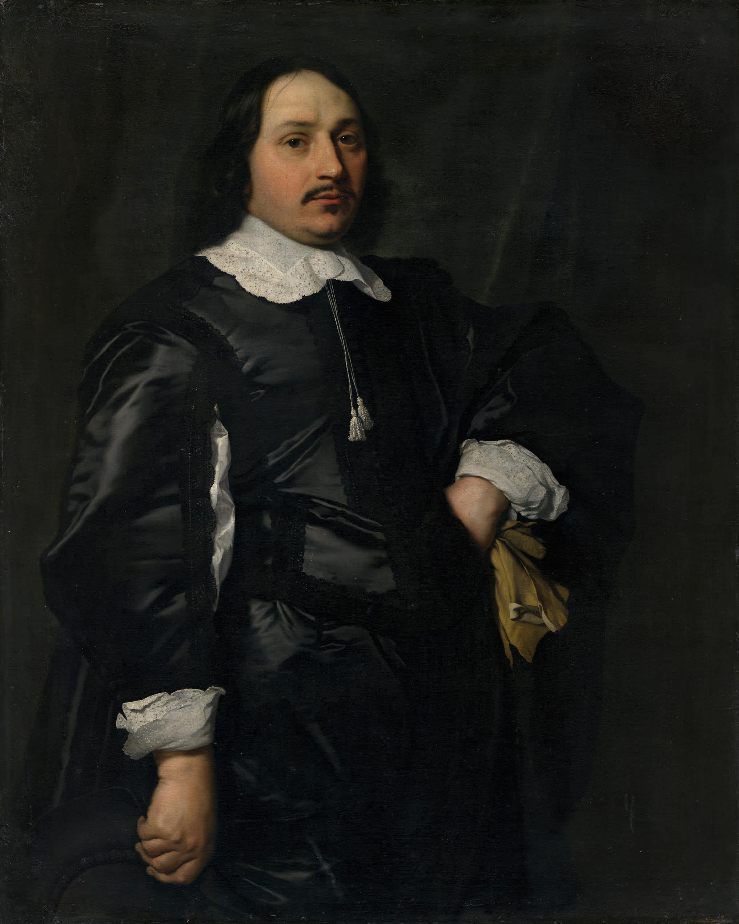 Bildnis eines Herrn in schwarzem Atlaswams