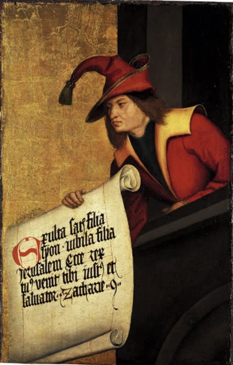 Buxheimer Altar: Prophet Zacharias
Rückseite: Teil einer Verkündigung(?)