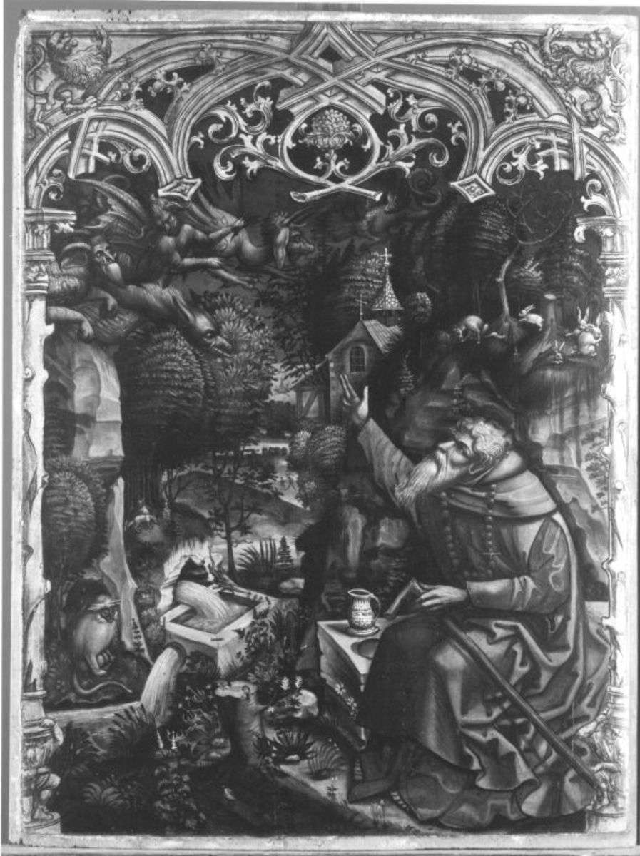 Teufel teilen einem Einsiedler mit, dass sie der Seele des Kaisers nicht habhaft werden konnten