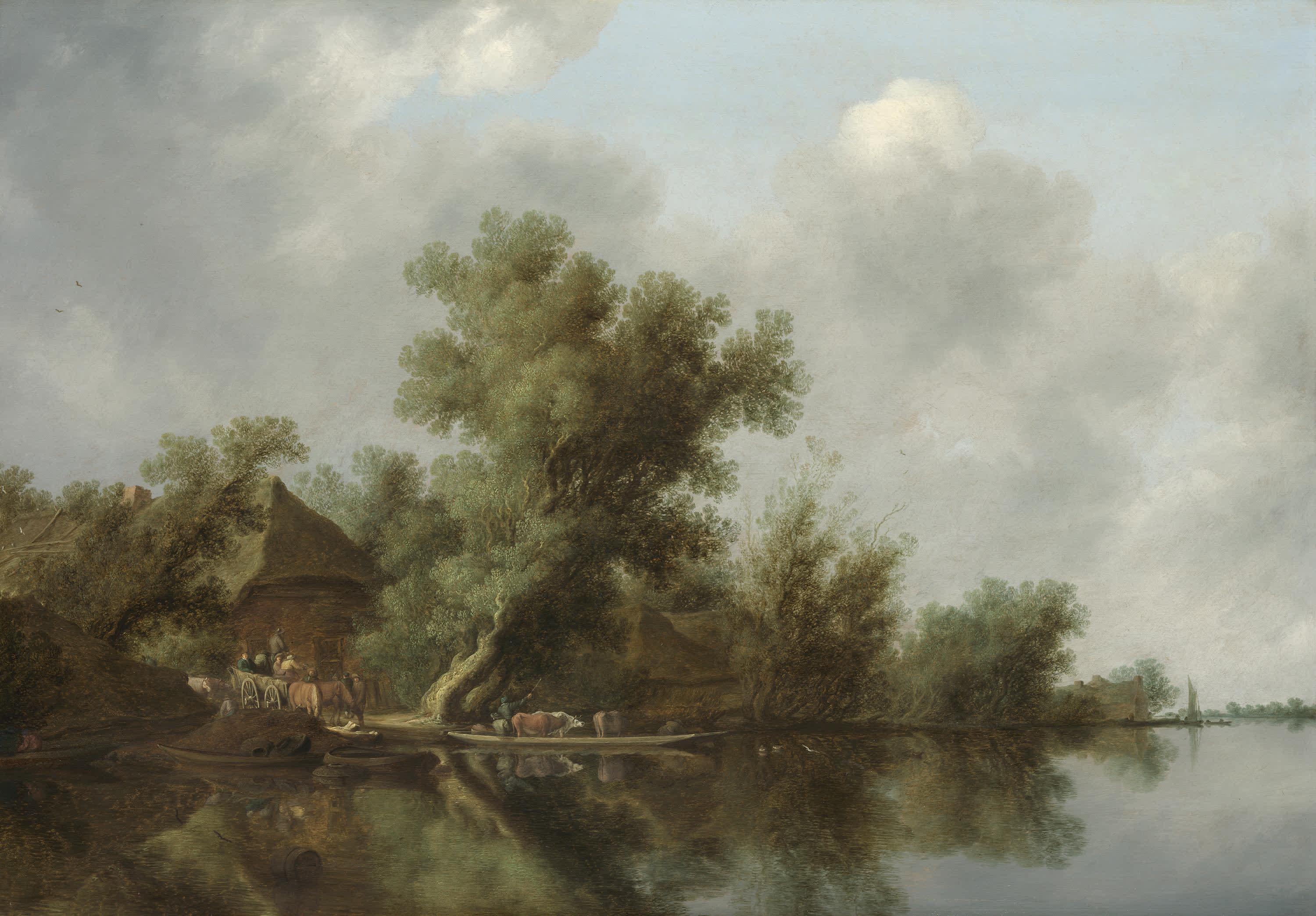 Flusslandschaft mit Fähre