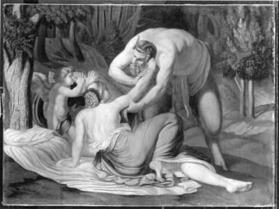 Satyr, Nymphe und Amor