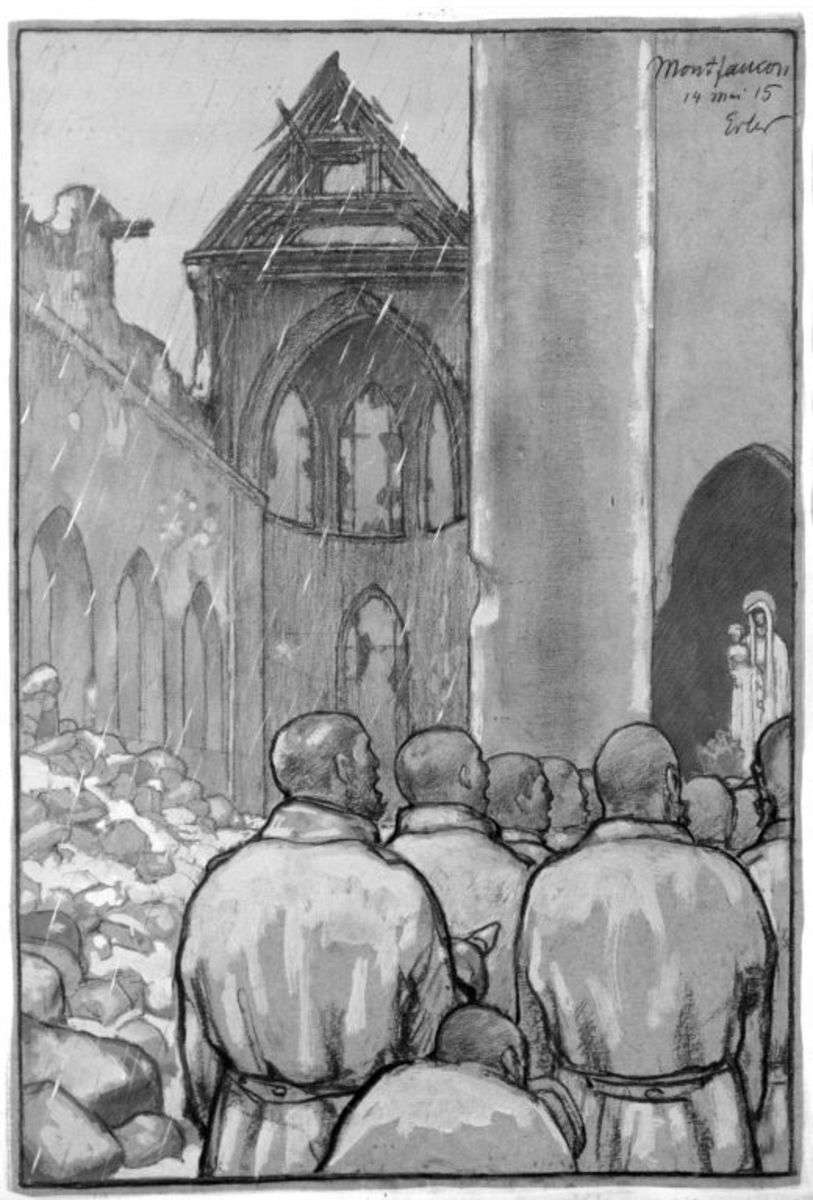 Gottesdienst in zerschossener Kirche