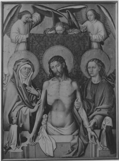 Christus als Schmerzensmann zwischen Maria und Johannes, mit dem Stifter Hans von Haunstetten und seiner Frau