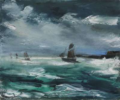 Segelboot auf stürmischer See