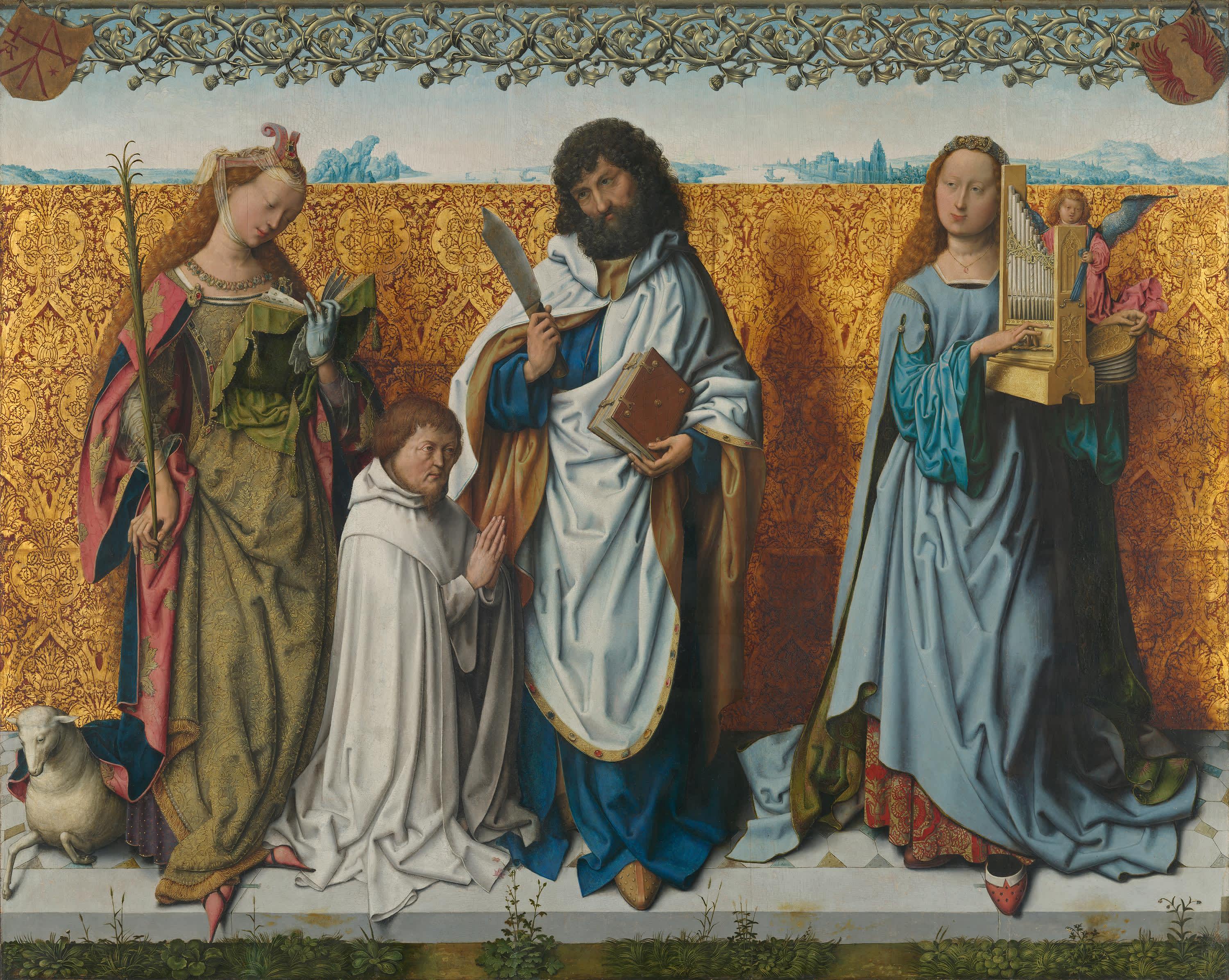 Bartholomäusaltar: Die hll. Agnes, Bartholomäus, Caecilia und ein Stifter