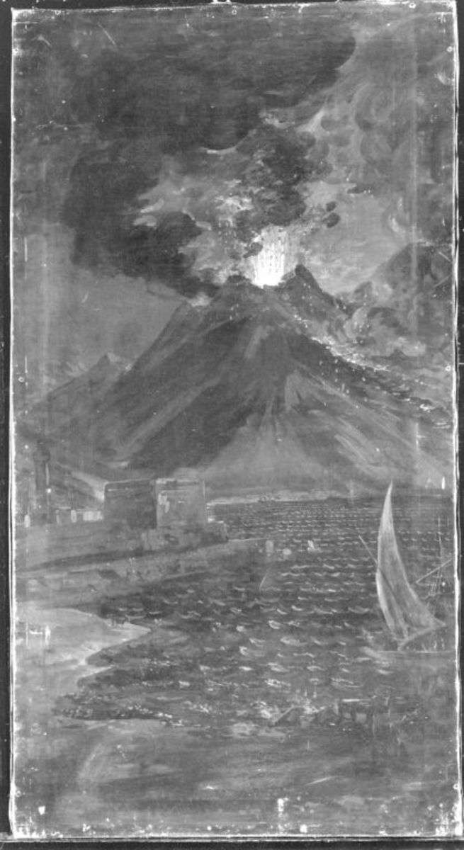 Neapel mit Feuer speiendem Vesuv