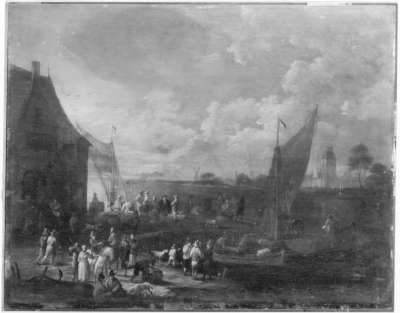 Abend an einem Seehafen