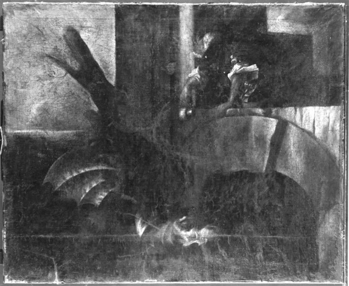 Jason schläfert den Drachen mit dem Gift der Medea ein