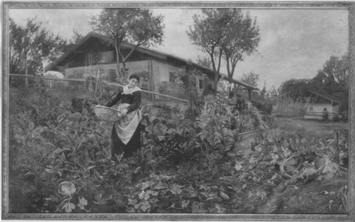 Bäuerin im Gemüsegarten