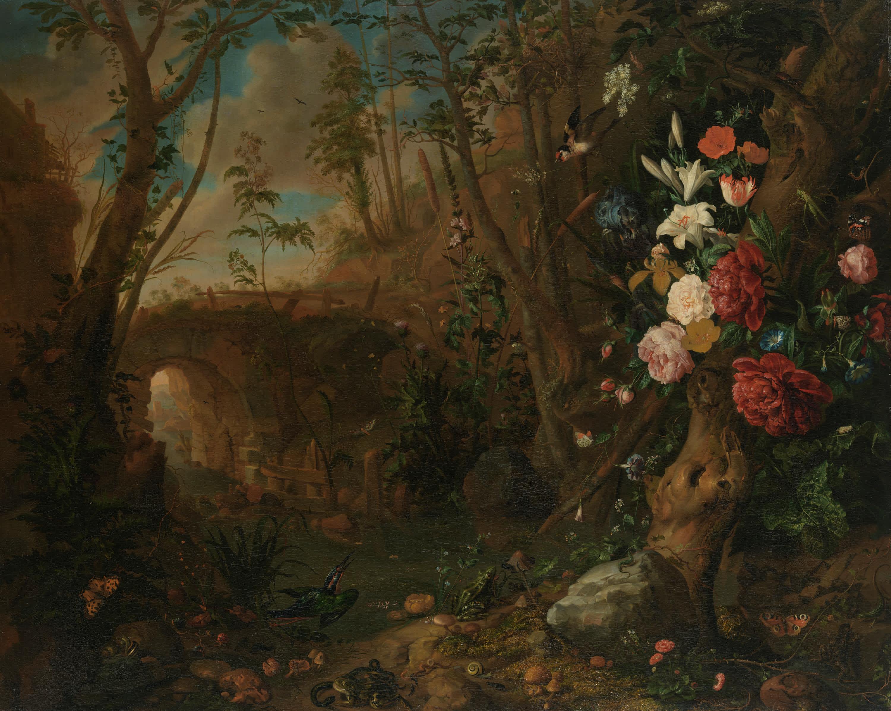 Blumen in einer Bachlandschaft