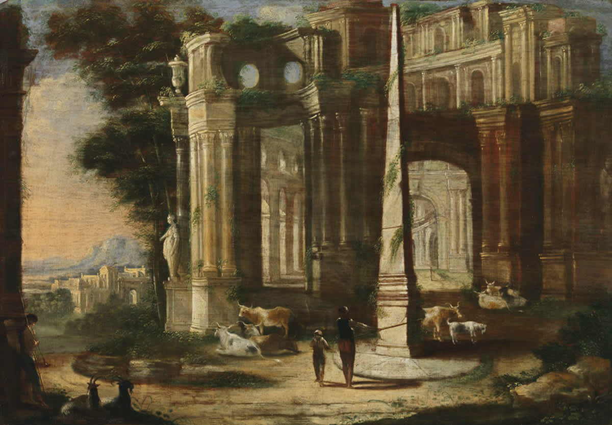 Architektur mit ruhendem Vieh