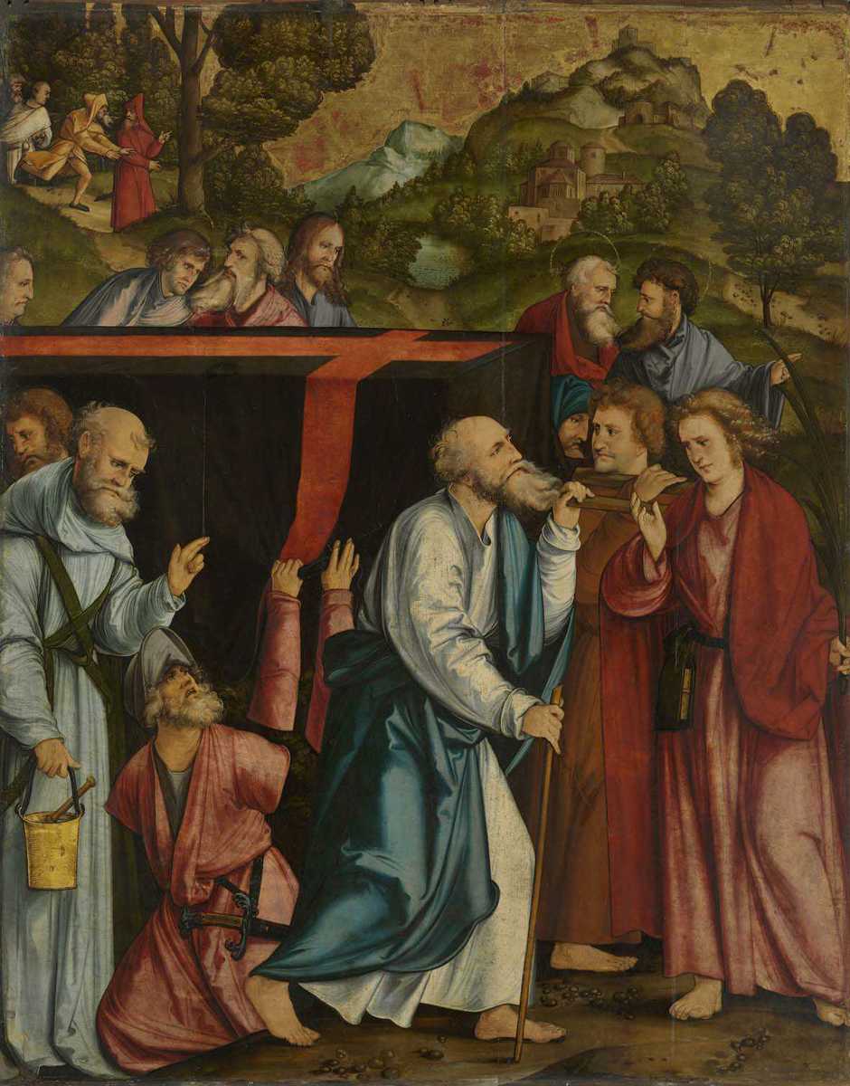 Sammlung Christgartner Altar Grabtragung Mariens Rückseite Fall