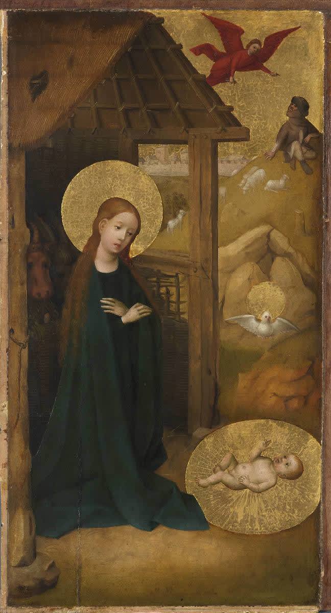 Tafel eines Flügelaltares: Geburt Jesu
Außenseite: Teil einer Kreuzigung Petri und eines weiteren Martyriums