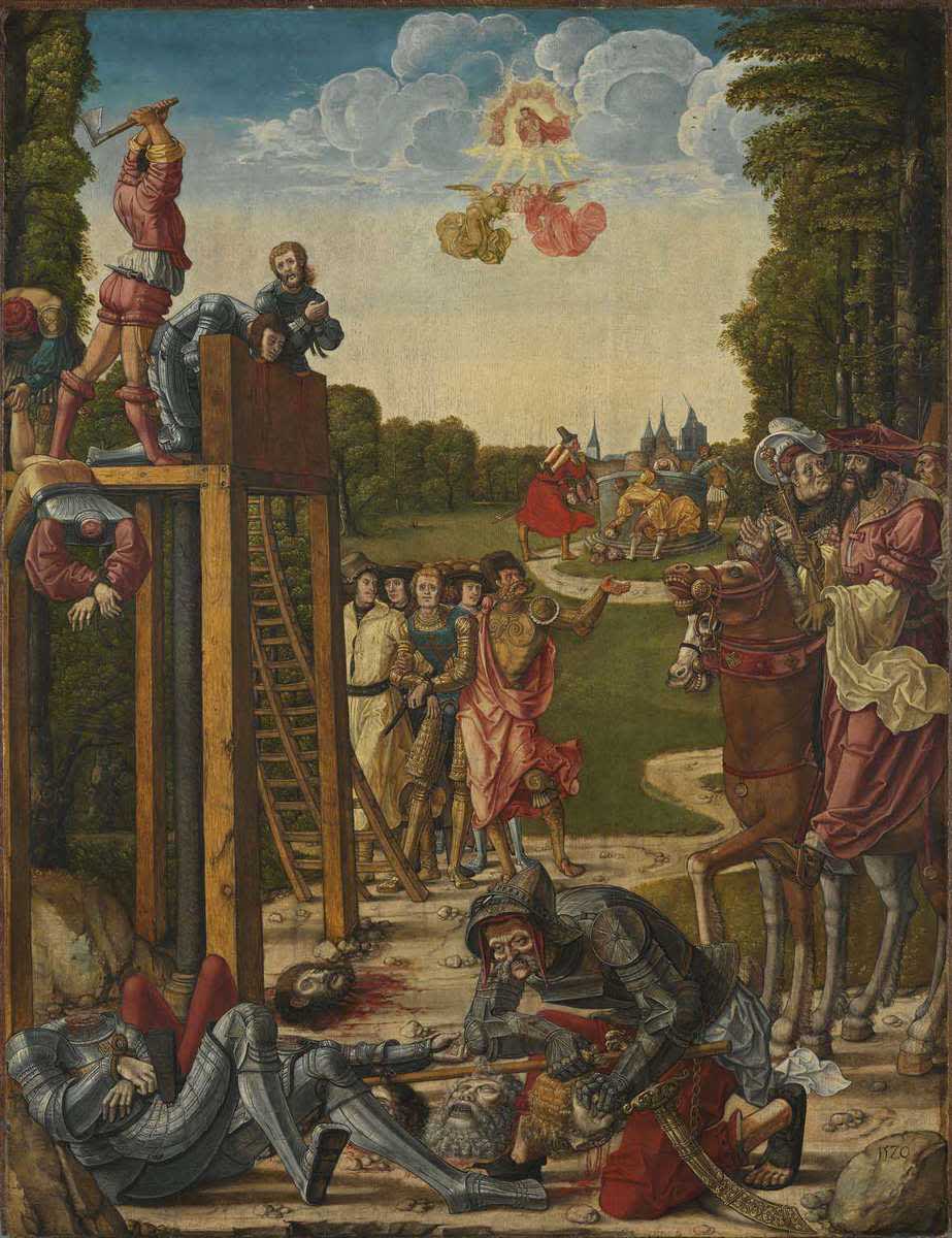 Martyrium der thebaischen Legion und Tod des hl. Gereon
(Innenseite: Hll. Stephanus und Mauritius)