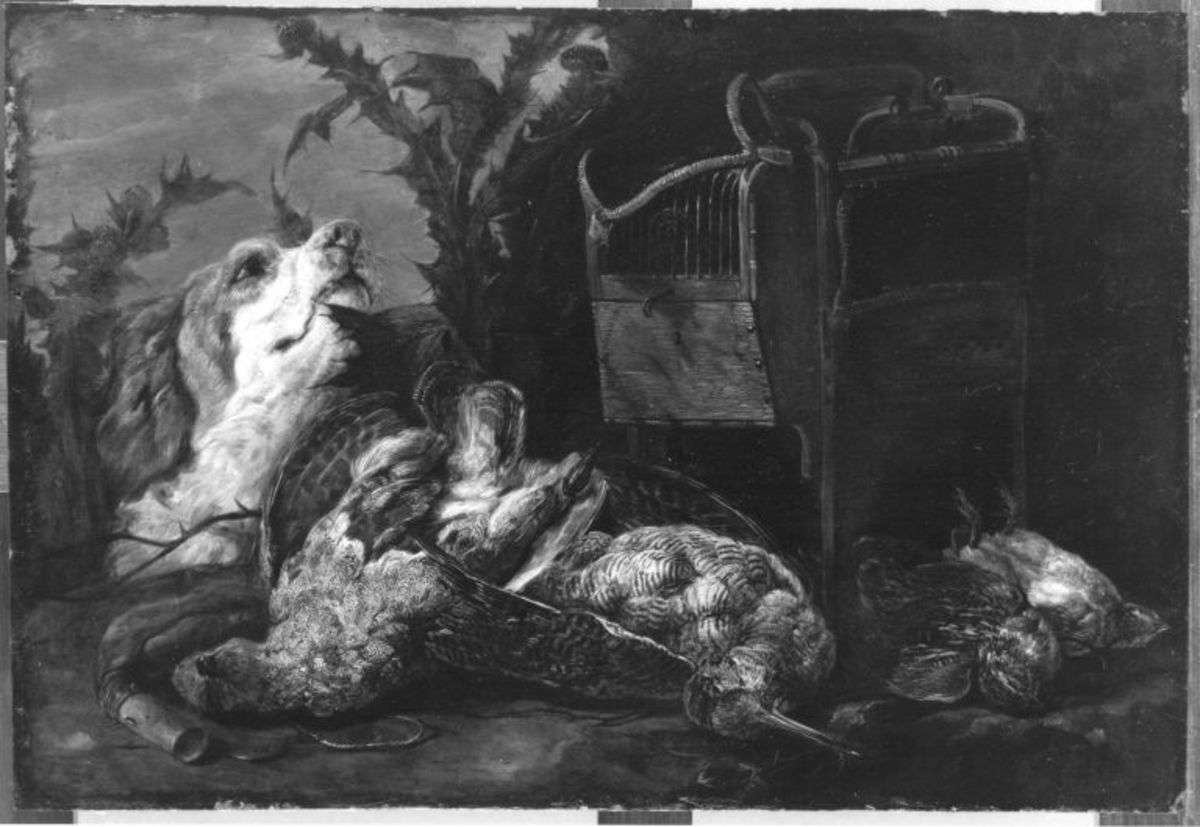 Jagdstillleben mit Hündin