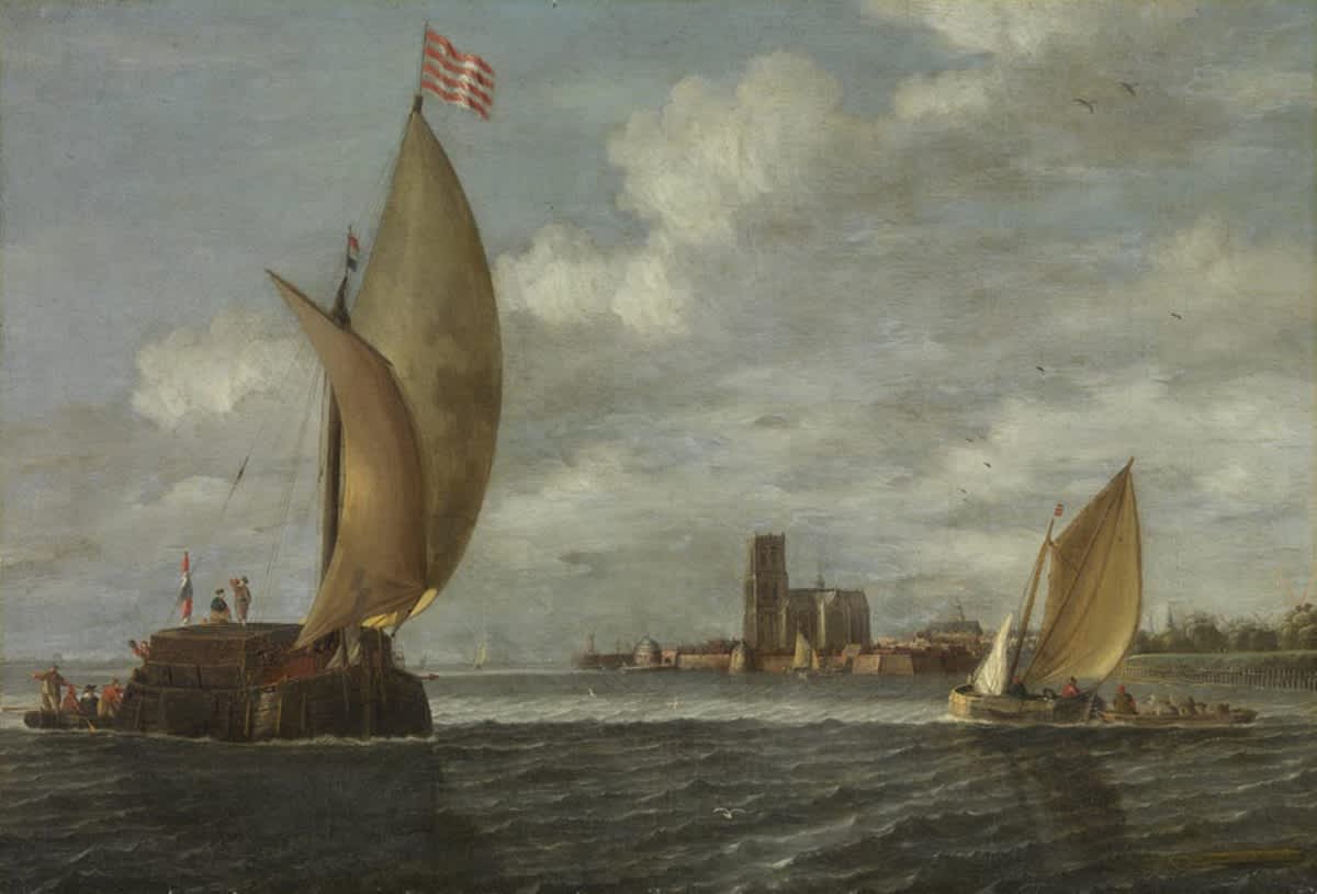 Ansicht von Dordrecht mit Segelbooten