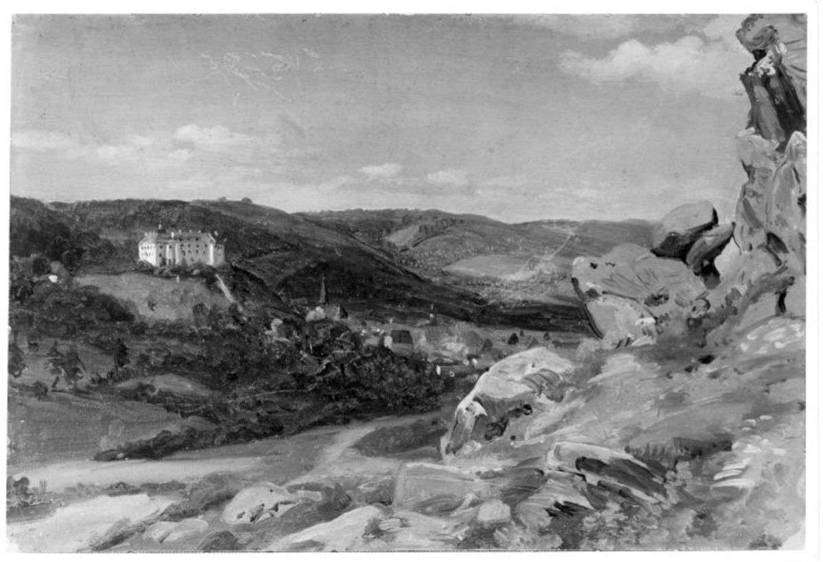 Aussicht vom Fuß des Großvaterfelsens auf Blankenburg